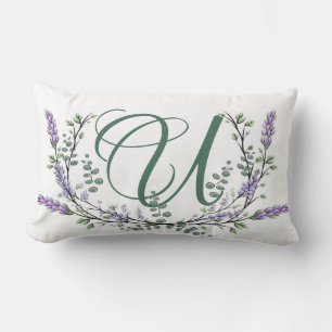 Coussin Rectangle Monogramme U Lavender Eucalyptus