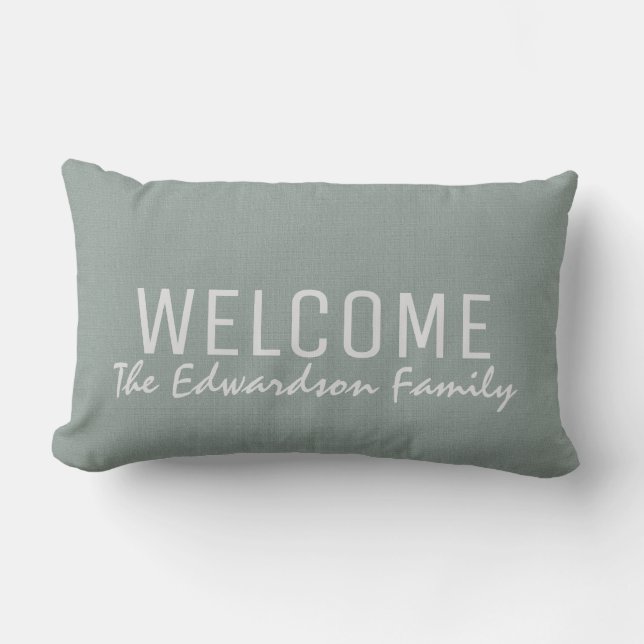 Coussin Rectangle Monogramme vert rustique moderne de famille (Recto)
