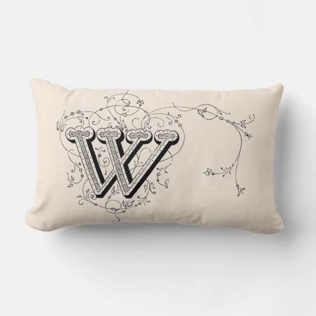 Coussin Rectangle Monogramme vintage 'W' (Recto)