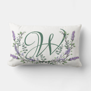 Coussin Rectangle Monogramme W Lavender Eucalyptus