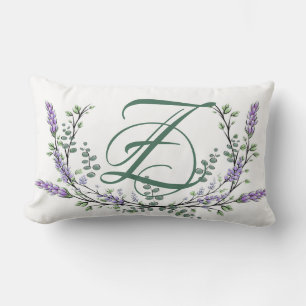 Coussin Rectangle Monogramme Z Lavande Eucalyptus