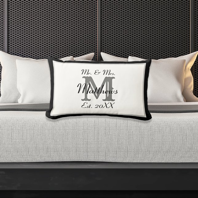 Coussin Rectangle Monsieur et Madame Nom Élégant Monogramme de Nouve (Créateur téléchargé)