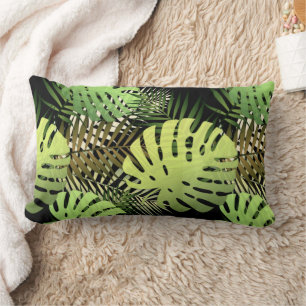 Coussin Rectangle Monstera Palm Feuilles Jungle tropicale