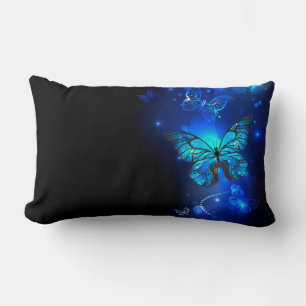 Coussin Rectangle Morpho Butterfly in the Dark Background