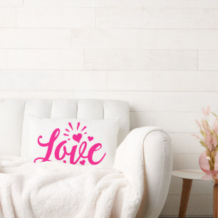 Coussin Rectangle Mot d'amour rose