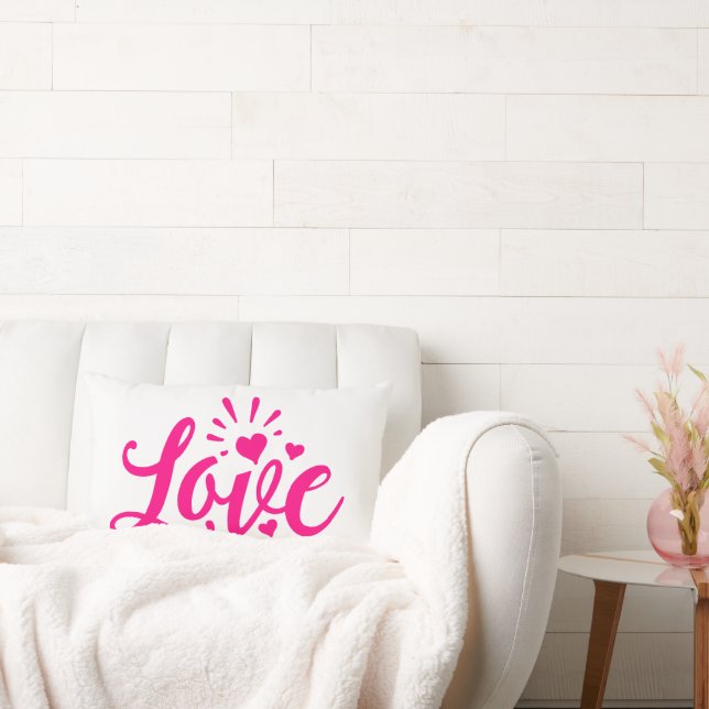 Coussin Rectangle Mot d'amour rose (Canapé)