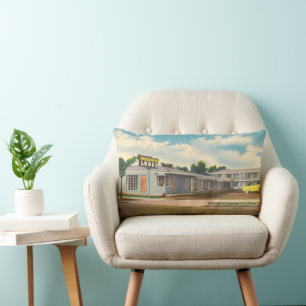 Coussin Rectangle Motel Vintage, hôtel Golden West Lodge avec palmie