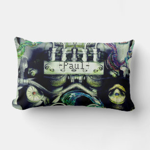 Coussin Rectangle Moteur rouillé et Mossy Dieselpunk à double face T