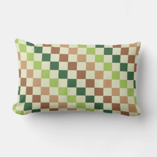 Coussin Rectangle Motif à carreaux diagonaux arc-en-ciel terreux