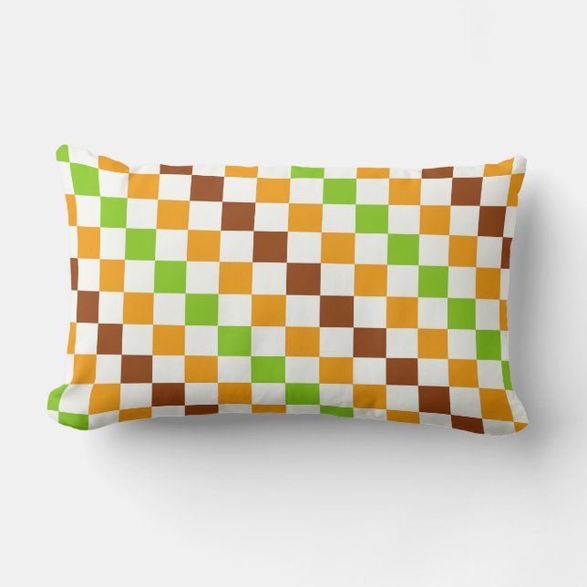 Coussin Rectangle Motif à damier diagonal de récolte (Recto)