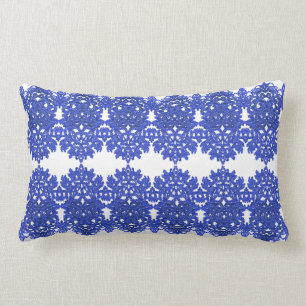 Coussin Rectangle Motif à jour dans le bleu-chinoiserie de style