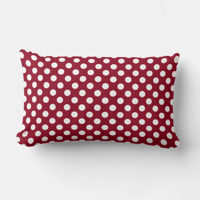Coussin Rectangle Motif à points polka rouge et blanc (Recto)