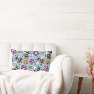 Coussin Rectangle Motif Abeilles au Miel Doux
