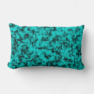 Coussin Rectangle Motif Abstrait Cubisme Noir Turquoise