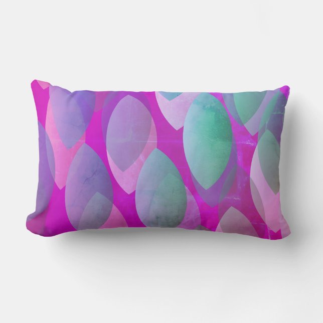 Coussin Rectangle Motif Abstrait moderne | Magenta Purple Rose Turqu (Recto)