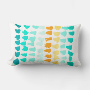 Coussin Rectangle motif abstrait moderne turquoise et orange