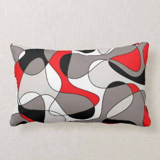 Coussin Rectangle Motif Abstrait - rouge et gris.