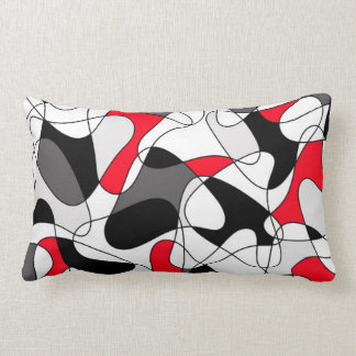 Coussin Rectangle Motif Abstrait - rouge, noir et blanc.