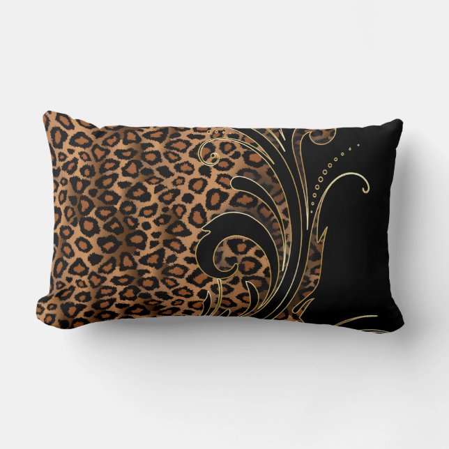 Coussin Rectangle Motif animal riche en léopards exotiques (Recto)