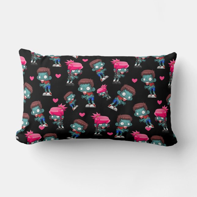 Coussin Rectangle Motif avec de mignonnes filles Zombies, garçons et (Recto)