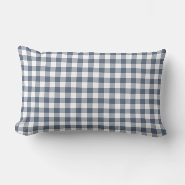 Coussin Rectangle Motif bleu foncé et blanc En vichy (Recto)