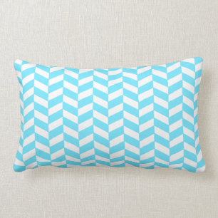 Coussin Rectangle Motif bleu lumineux blanc en arête de poisson de