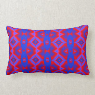 Coussin Rectangle motif bleu rouge coloré de fractale