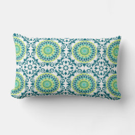 Coussin Rectangle Motif Boho turquoise et vert