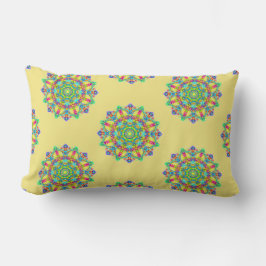 Coussin Rectangle Motif Boho Yellow Mandala