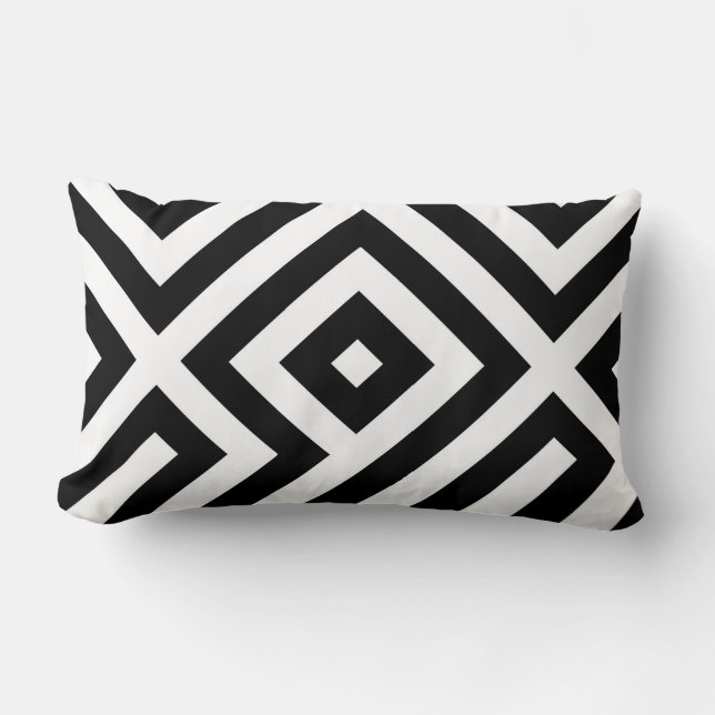 Coussin Rectangle Motif carrelé noir et blanc (Recto)