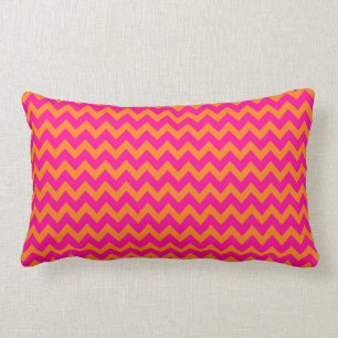 Coussin Rectangle Motif Chevron orange et rose chaud