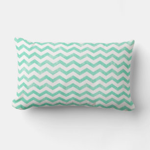 Coussin Rectangle Motif chevron vert menthe et blanc