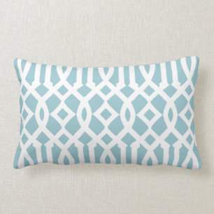 Coussin Rectangle Motif chic moderne Sky bleu et blanc Trellis