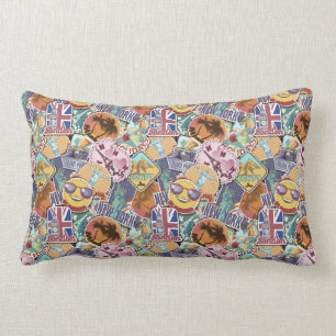 Coussin Rectangle Motif coloré d'autocollant de voyage