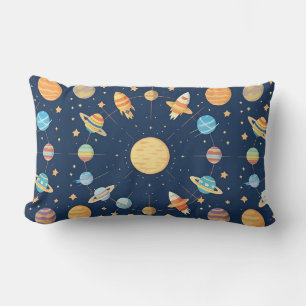 Coussin Rectangle Motif coloré sur le thème de l'espace avec des pla