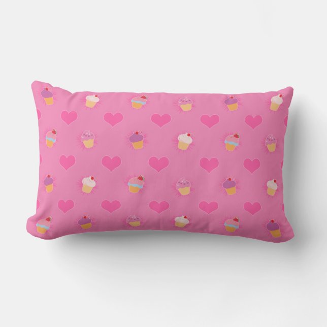Coussin Rectangle Motif Cupcake rose (Recto)