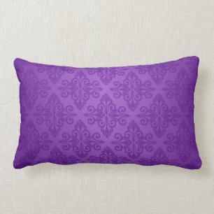 Coussin Rectangle Motif damassé violet vibrant