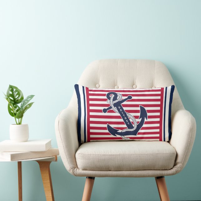 Coussin Rectangle Motif d'Ancre de bateau rétro-été personnalisé (Chaise)
