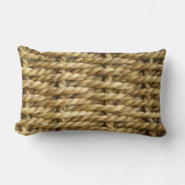 Coussin Rectangle Motif d'armure de panier de sisal (Recto)
