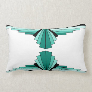 Coussin Rectangle Motif d'art déco en verts