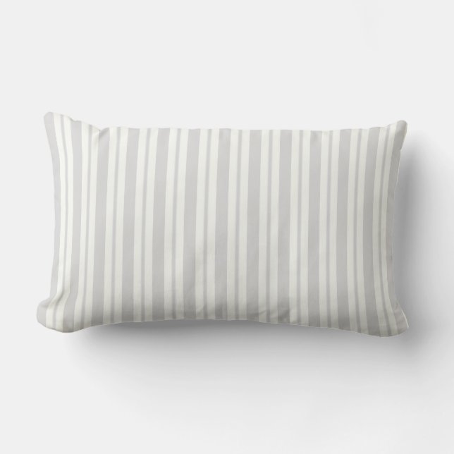 Coussin Rectangle Motif de bande blanc non uniforme Lt Grey (Recto)