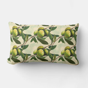 Coussin Rectangle Motif de branche d'olivier avec Feuilles verts