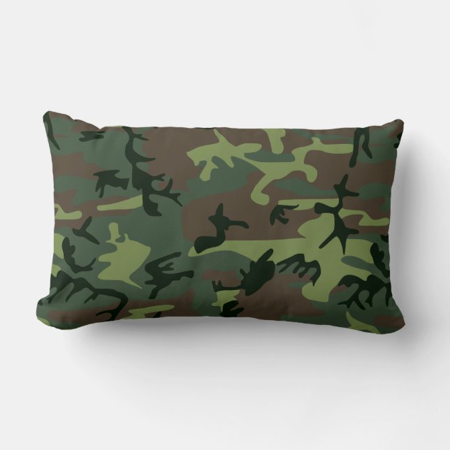Coussin Rectangle Motif de brun de vert de Camo de camouflage (Recto)