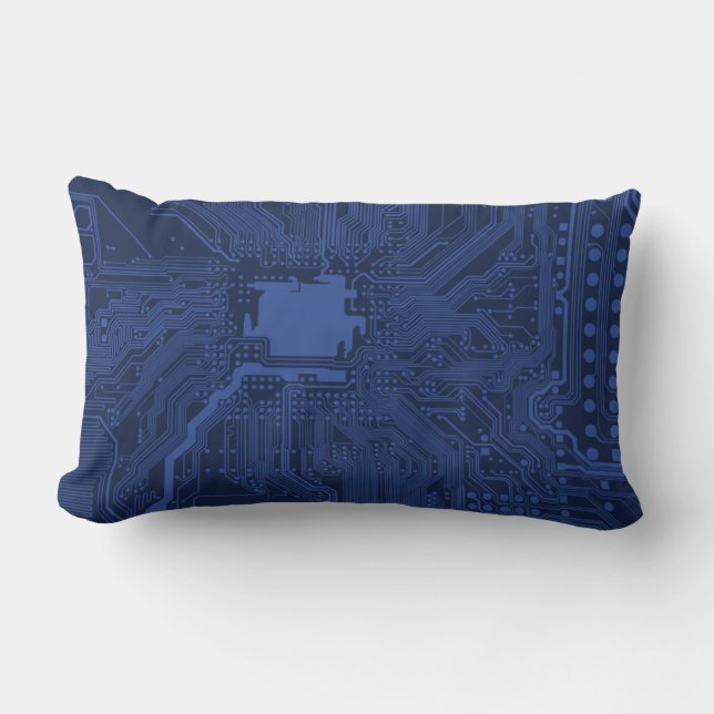 Coussin Rectangle Motif de carte mère Geek bleu (Recto)