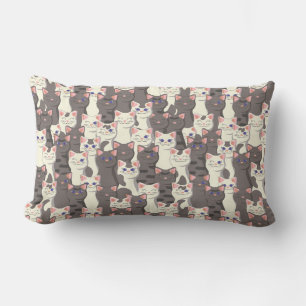 Coussin Rectangle Motif de chats blancs et gris