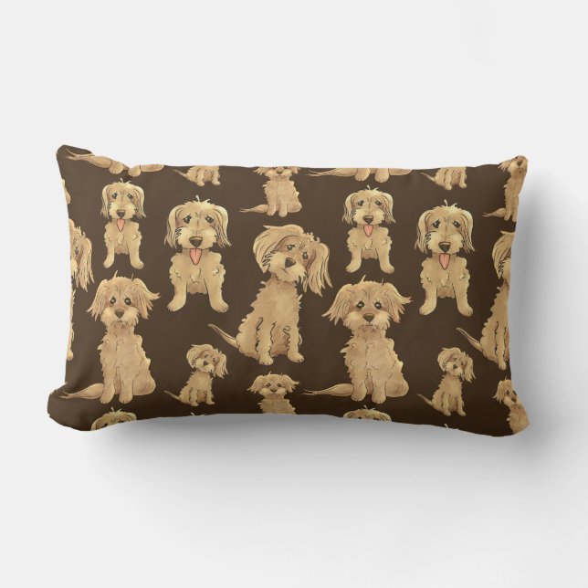 Coussin Rectangle Motif de chien Brown labradoodle doré (Recto)