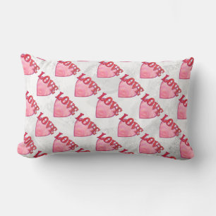 Coussin Rectangle Motif de coeur d'amour rose