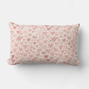 Coussin Rectangle Motif de cœur dessiné à la main