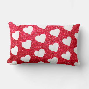 Coussin Rectangle Motif de coeur mignon Parties scintillant rouge bl