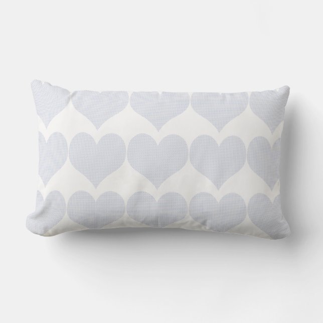 Coussin Rectangle Motif de Coeurs Bleus Français (Recto)